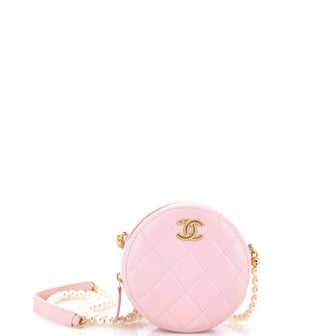 Chanel About Pearls Round Clutch with Chain Quilted Lambskin Mini