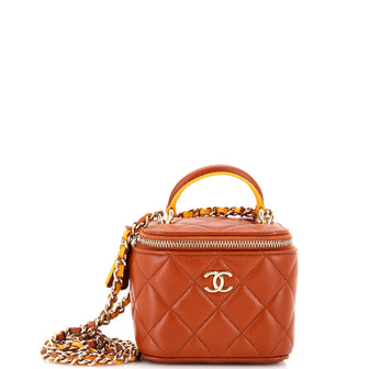 Chanel Classic Top Handle Vanity Case with Chain Quilted Lambskin Mini