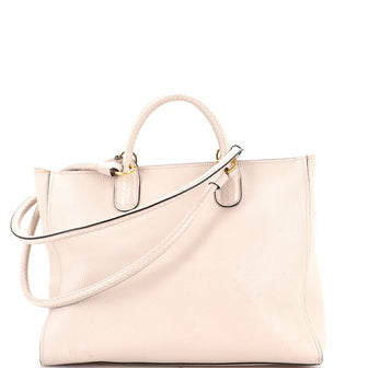 Salvatore Ferragamo Gancio Braided Convertible Tote Leather Medium