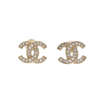 Chanel CC Stud Earrings Metal with Crystals
