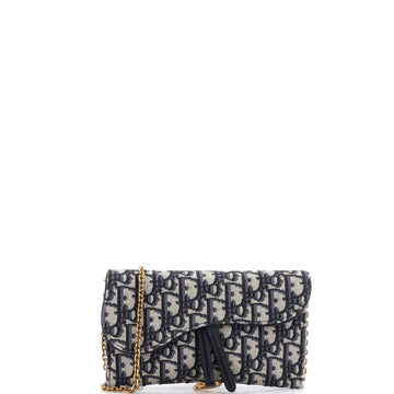 Christian Dior Saddle Chain Wallet Oblique Canvas
