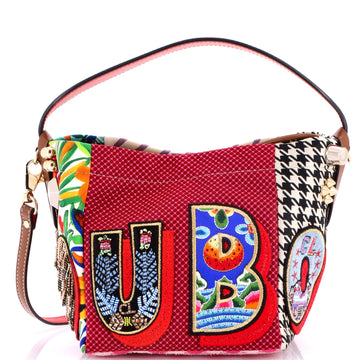 Christian Louboutin Caracaba Bucket Bag Embellished Canvas with Leather