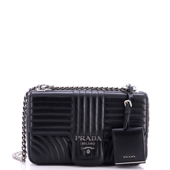 Prada Chain Flap Shoulder Bag Diagramme Quilted Leather Medium