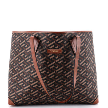 Versace Shopping Tote (Outlet) Printed La Greca Signature Coated Canvas Medium