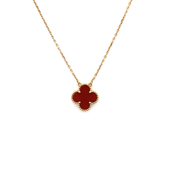 Van Cleef & Arpels Vintage Alhambra Pendant Necklace 18K Yellow Gold and Carnelian