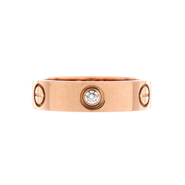 Cartier Love 3 Diamonds Band Ring 18K Rose Gold with Diamonds