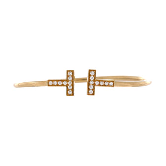 Tiffany & Co. T Wire Bracelet 18K Yellow Gold and Diamonds