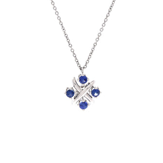 Tiffany & Co. Schlumberger Lynn Pendant Necklace Platinum with Blue Sapphires