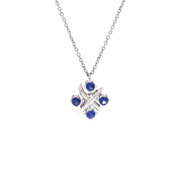 Tiffany & Co. Schlumberger Lynn Pendant Necklace Platinum with Blue Sapphires