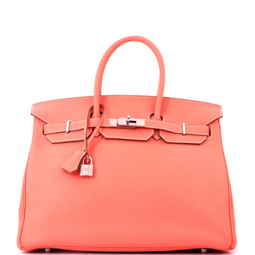 Hermes Birkin Handbag Pink Clemence with Palladium Hardware 35