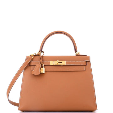 Hermes Kelly Handbag Brown Epsom with Gold Hardware 28