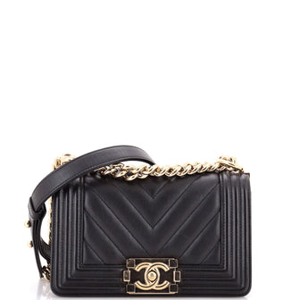 Chanel Boy Flap Bag Chevron Calfskin Small