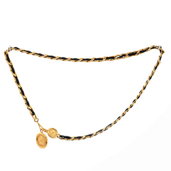 Chanel Vintage Medallion Chain Belt Metal and Leather