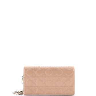 Christian Dior Lady Dior Clutch on Chain Cannage Quilt Patent