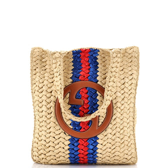 Gucci Blondie NM Open Tote Raffia Small