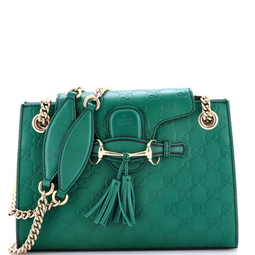 Gucci Emily Chain Flap Shoulder Bag Guccissima Leather Small