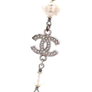 Chanel CC Station Long Necklace Metal with Faux Pearls and Crystals