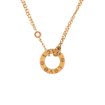 Cartier 2 Diamonds Love Pendant Necklace 18K Rose Gold and Diamonds