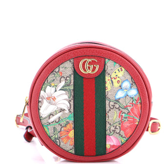 Gucci Ophidia Round Backpack Flora GG Coated Canvas Mini