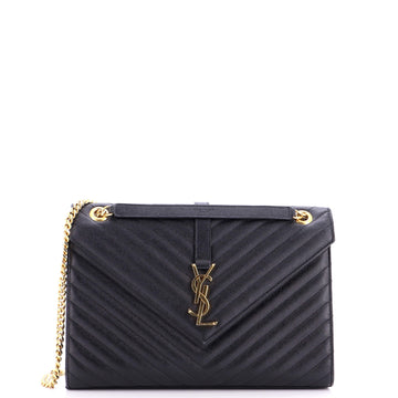 Saint Laurent Classic Monogram Envelope Satchel Matelasse Chevron Leather Large