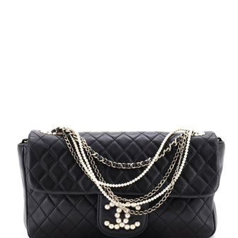 Chanel Westminster Pearl Chain Flap Bag Quilted Lambskin Medium