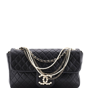 Chanel Westminster Pearl Chain Flap Bag Quilted Lambskin Medium