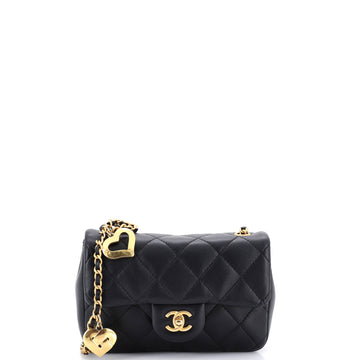 Chanel Heart Charms Flap Bag Quilted Lambskin Mini