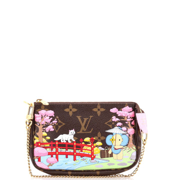 Louis Vuitton Pochette Accessoires Limited Edition Vivienne Xmas Monogram Canvas Mini