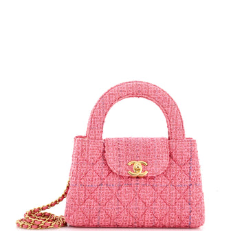 Chanel Kelly Top Handle Shopping Bag Quilted Tweed Mini