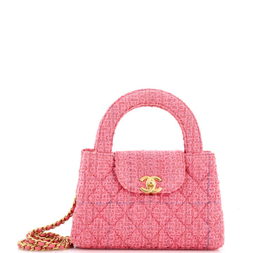 Chanel Kelly Top Handle Shopping Bag Quilted Tweed Mini