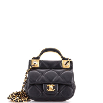 Chanel Lady Handle Flap Card Holder on Chain Quilted Calfskin
