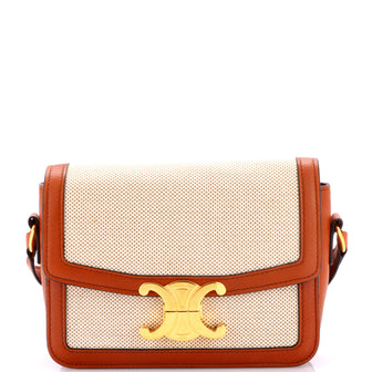 Celine Triomphe Shoulder Bag Canvas with Leather Teen