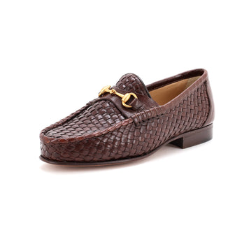 Gucci Men's Vintage Horsebit Loafers Woven Leather