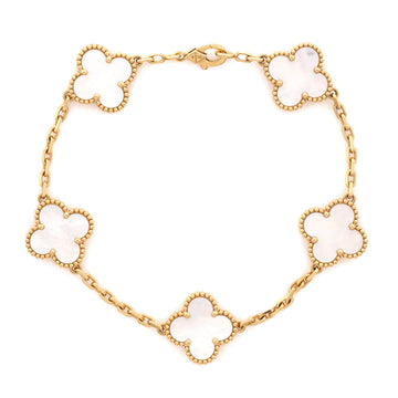 Van Cleef & Arpels Vintage Alhambra 5 Motifs Bracelet 18K Yellow Gold and Mother of Pearl