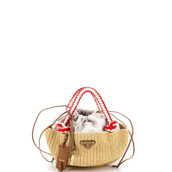 Prada Basket Tote Crochet Raffia Small