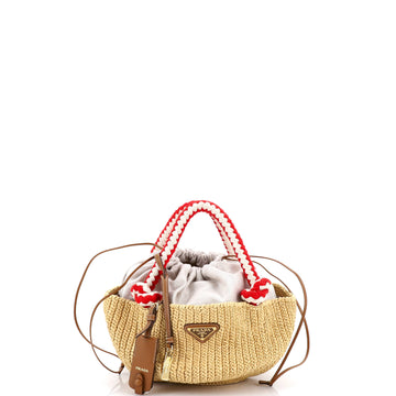 Prada Basket Tote Crochet Raffia Small