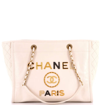 Chanel Deauville Tote Embellished Shiny Calfskin Small