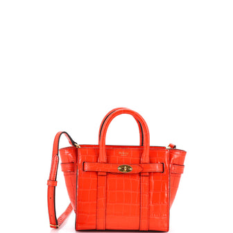 Mulberry Bayswater Zipped Tote Crocodile Embossed Leather Micro