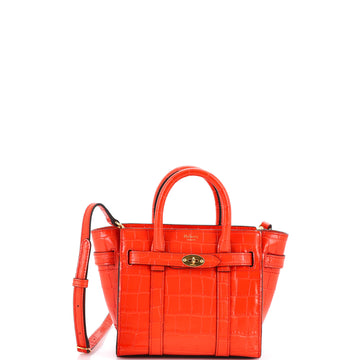 Mulberry Bayswater Zipped Tote Crocodile Embossed Leather Micro