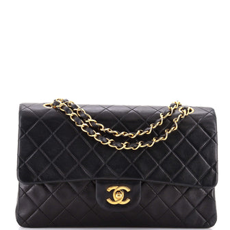 Chanel Vintage Classic Double Flap Bag Quilted Lambskin Medium