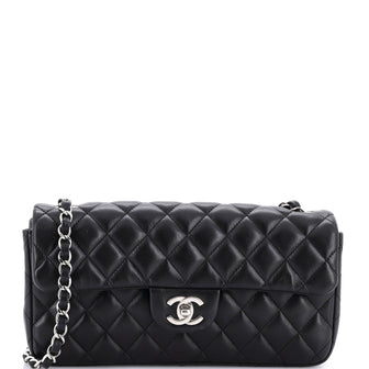Chanel Classic Single Flap Bag Quilted Lambskin East West