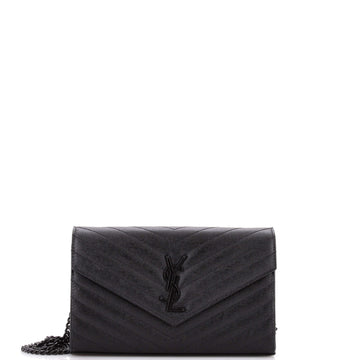 Saint Laurent Classic Monogram Wallet on Chain Matelasse Chevron Leather Medium