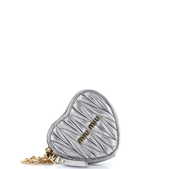 Miu Miu Heart Chain Coin Purse Matelasse Leather
