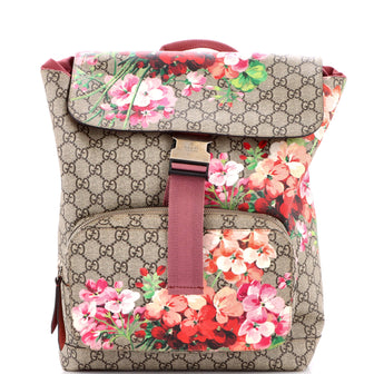 Gucci Buckle Backpack Blooms Print GG Coated Canvas Medium