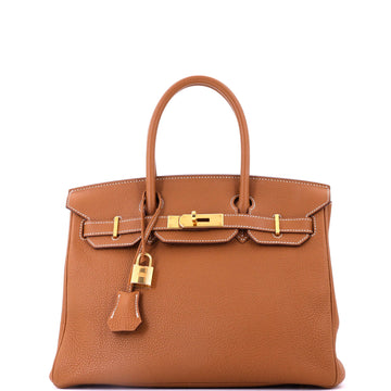 Hermes Birkin Handbag Brown Togo with Gold Hardware 30