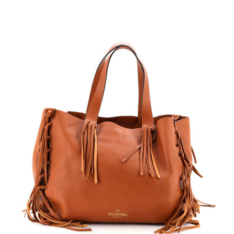 Valentino Garavani C-Rockee Fringe Tote Leather Medium