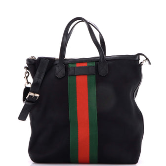 Gucci Web Zip Tote Techno Canvas Medium