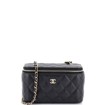 Chanel Classic Vanity Case with Chain Quilted Caviar Small