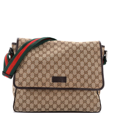 Gucci Web Strap Flap Messenger GG Canvas Medium