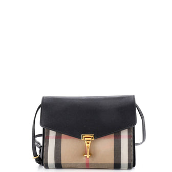 Burberry Macken Crossbody Bag Leather and House Check Canvas Small